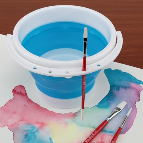 Creative Mark Collapsible 1.5L Water Bucket for Artists - Durable Foldable Bucket, Scalloped Rim, Built-in Agitator, Space-Saving & Easy to Wash, Ideal for Painters, Teachers & Students - size: 1.5L Bucket