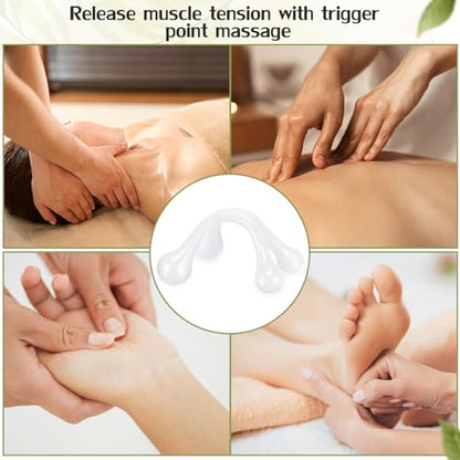 Liliful 9 Pcs 4 Point Massage Tools Small Hook Massager Handheld Palm Shaped Manual Back and Neck Massager Tools 4 Legged Hand Held for Body Muscles Arm Shoulder Leg (White) - color: White