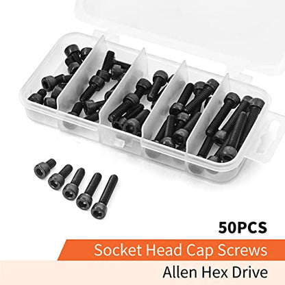 M5 x 8mm 12mm 16mm 20mm 25mm Hex Socket Head Cap Screws Bolts, 12.9 Grade Alloy Steel, Black Oxide Finish, Allen Hex Drive, Metric Machine Fully Threaded, Assortment Kit 50PCS - size: M5 x 8/12/16/20/25mm (50PCS)
