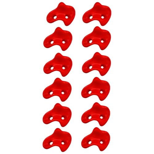 12Pcs Rock Climbing Wall Holds Set with Textured Grip Climbing Stone for Backyard Playgrounds Rock Wall Stone - color: Red