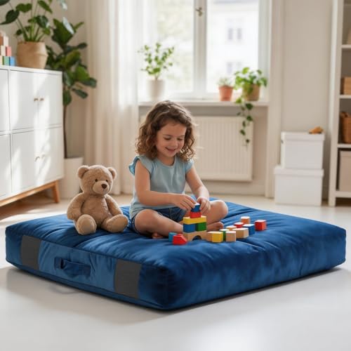 Crash Pads for Kids Sensory, Climbing Crash Pads, Crash Mat Sensory Room Play Equipment, Soft Foam Landing Zone, Luxe Velour, Cover Washable - size: 5FT