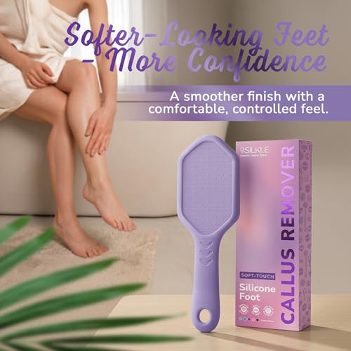 SILKLE Nano Glass Foot File - Foot Callus Remover for Feet & Foot Scrubber | Silicone Grip for Non-Slip Control - Foot Scrubber for Dead Skin, Heel Scraper for Cracked Heels & Foot Exfoliator - Purple - style: Purple
