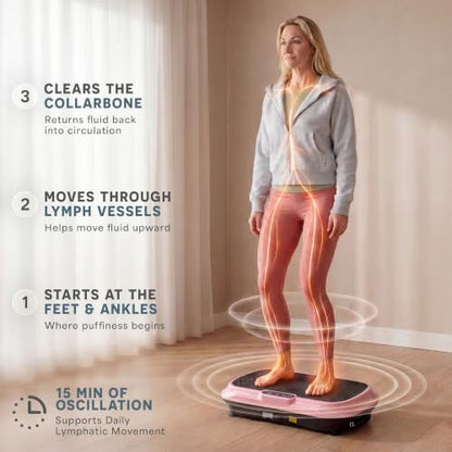Lifepro Waver Vibration Plate Exercise Machine with 99 Speeds & 10 Presets | Resistance Bands, Non-Slip Surface, 330 lbs Capacity — Vibration Plate for Lymphatic Drainage, Body Toning, Full-Body Workout - color: Pink