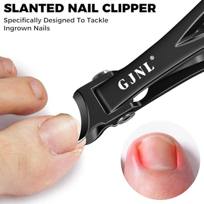 Slanted Curved Toenail Clippers for Seniors Toenails | Heavy Duty Nail Clippers for Men Thick Nails with Wide Jaw Opening, Black - color: Black Slanted Head