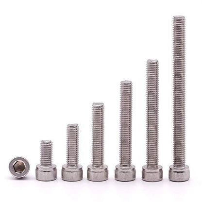 M6-1.0 x 10mm (50 Pack) Stainless Socket Head Cap Screws, 304 Stainless Steel 18-8, Plain Finish, Full Thread Coverage, by RoyceMart - size: M6-1.0 x 10mm