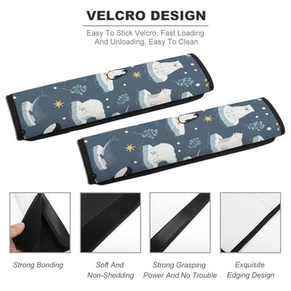 2 Pack Blue Mustard Cute Animals Narwhals Polar Bears Car Seat Straps Shoulder Pads Breathable Shoulder Protector for Elderly Support, Most Cars, Pressure Relief - color: Pattern 1063