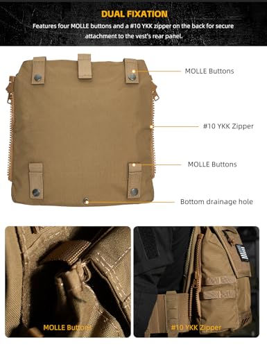 IDOGEAR Tactical Zip-on Panel Pouch Military Backpack Vest Accessory Bag for CPC AVS JPC2.0 - color: D:coyote Brown