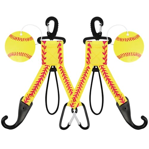 Baseball Dugout Organizer Softball Fence Hooks for Bag Backpack Glove Helmet Water Bottle Baseball Team Gifts for Coach Mom with DIY Name Luggage Tags - color: yellow softball