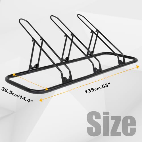 CyclingDeal Bicycle Floor Parking Rack Stand - for Mountain MTB Road Bike - Indoor Home Garage Storage - Adjustable 3 Bikes - size: 3 Bikes, style: Adjustable