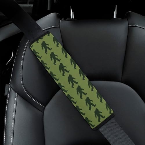 1 Pair Universal Soft and Comfortable Car Seat Belt Pad for Girls and Boys, Most Cars, Big Foot Sasquatch Green Harness Pads Strap, Neck and Shoulder Support - color: Pattern 224
