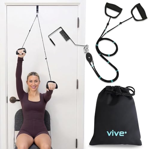 Vive Premium Shoulder Pulley for Physical Therapy w/ Carry Pouch - Over the Door Pulley for Shoulder Rehab - Rotator Cuff Exercise Strengthening Equipment - Overhead Pulleys Arm Pain Relief & Recovery