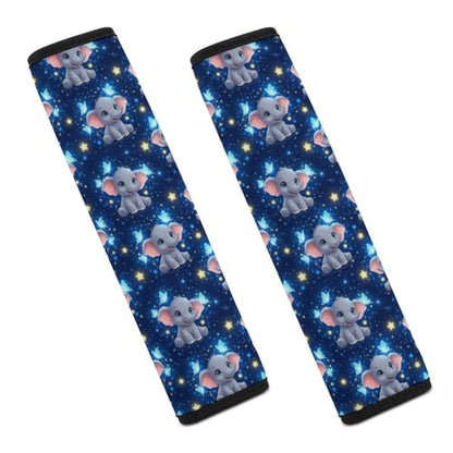 Universal Fit Seat Belt Shoulder Pad for Kids, Car Seats Pushchair Strollers High Chair Pushchair, 1 Pair Cute Elephants Blue Butterflies Automotive Seat Belt Protector - color: Pattern 765