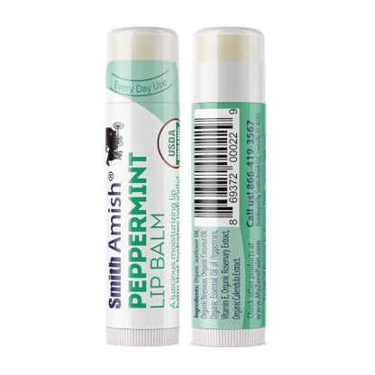 Smith Amish Hand Renewal Cream 4.5 oz + Organic Peppermint Lip Balm | Deep Moisturizing Hand & Lip Care Set for Dry, Rough Hands & Parched Lips - Botanical Duo - size: 2.25 Ounce (Pack of 2)
