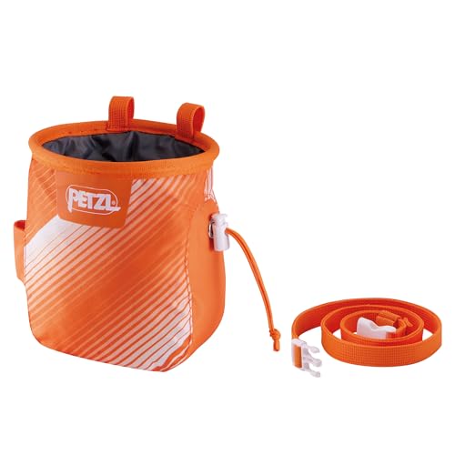 Petzl SAKA Climbing Chalk Bag | Ergonomic Chalk Pouch for Gym, Sport, & Trad Climbing - color: Orange/White, size: Único