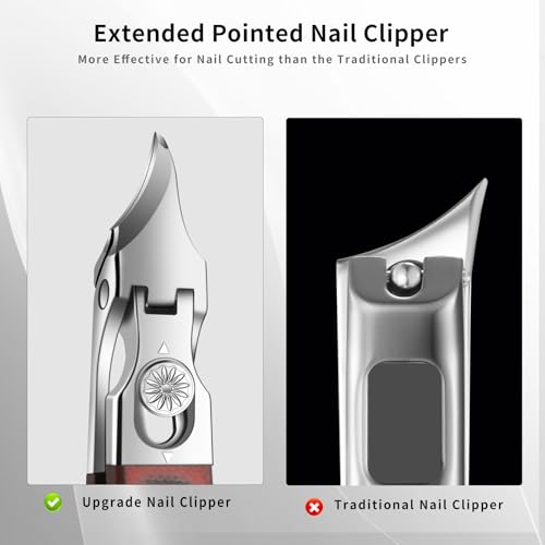 Large-Opening Pointed-Edge Nail Clipper - Detailed Trimming for Narrow Areas - G10 Handle & Stainless Steel Blades - Suited for Ingrown-Nail, Thick-Nail Users & Seniors(Straight Red C) - color: Straight Red C