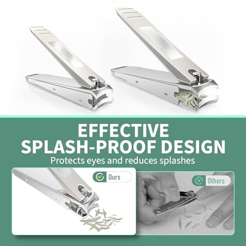 Nail Clippers for Men with Catcher, CLPPNA 2-Pack Large & Small Anti-Splash Nail Clippers Set, Ultra Sharp Sturdy Fingernail and Toenail Clipper Cutters for Men Women, Nickel Color - style: Gold(3PCS Big&Small)