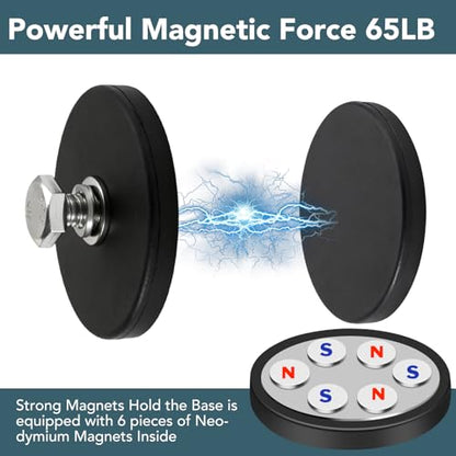 DIYMAG Rubber Coated Mounting Magnets 1/4in 65lbs 12pcs | Anti-Scratch Protective Layer, Solid Magnet Base, Powerful Magnetic Holding, for Camera, Light Bar, Mirror, License Plate - size: 1/4in Female-65LB-2.59in