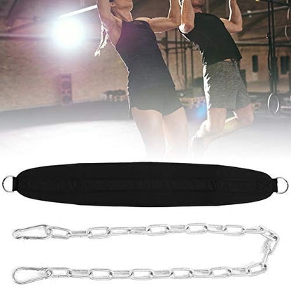 Professional Weight Lifting Belt with Iron Chain, Dip Belt for Pull Ups and Dips, Heavy Duty Oxford Cloth Gym Belt with Chain for Bodybuilding and Strength Training