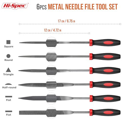 Hi-Spec Needle File Tool Set for Fine Metal, Wood and Craft Work with Case | 6pc, everyday fixes made easier, organized portable storage, beginner-friendly selection, apartment and office tasks, tidy - size: 6 pieces