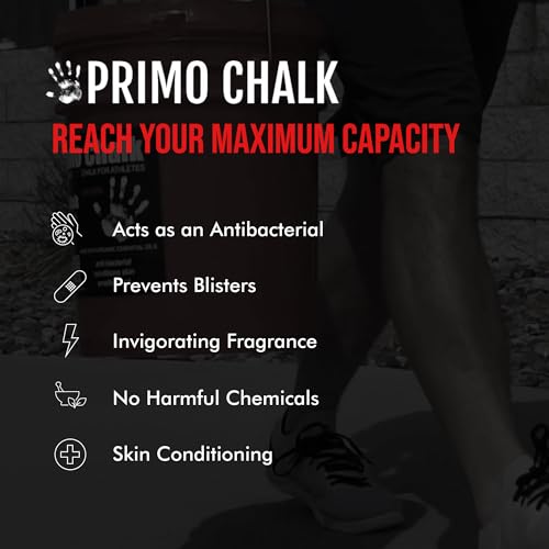 Primo Chalk Resealable Bucket: Loose Chalk for Weightlifting, Rock Climbing, & Gymnastics, Made in The USA, Chalk Ball Refill for Superior Grip - size: 16 Oz.