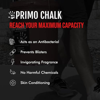 Primo Chalk Resealable Bucket: Loose Chalk for Weightlifting, Rock Climbing, & Gymnastics, Made in The USA, Chalk Ball Refill for Superior Grip - size: 16 Oz.