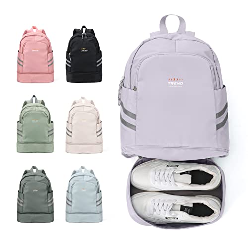 coofay Gym Backpack For Women, Gym Bag with Shoe Compartment | Waterproof Sports Backpack with Wet Pocket, Cheer Bag, Lightweight Travel Backpack for Dance, Beach, Volleyball, Swim - color: A-purple, size: Small