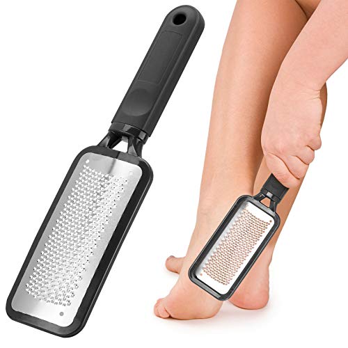 Foot Scrubber Foot Files Callus Remover Black Heel Grater Dead Skin Remover Stainless Steel Heel Scraper for Cracked Heels - color: Dark Black