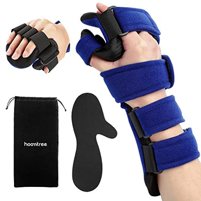 Stroke Resting Hand Splint Right&Left Resting Hand Splint with Finger Separator Functional Night Immobilizer Wrist Finger Brace for Carpel Tunnel Pain,Sprain Fracture,Tendonitis (Right,Blue) - color: Right,Blue