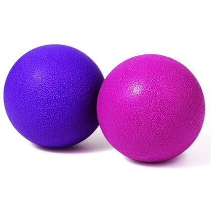 2-Pack Firm Lacrosse Massage Balls(Rose red&Purple) | For Deep Tissue, Trigger Point & Myofascial Release Therapy, Relieve Muscle Knots - color: Rose Red&purple