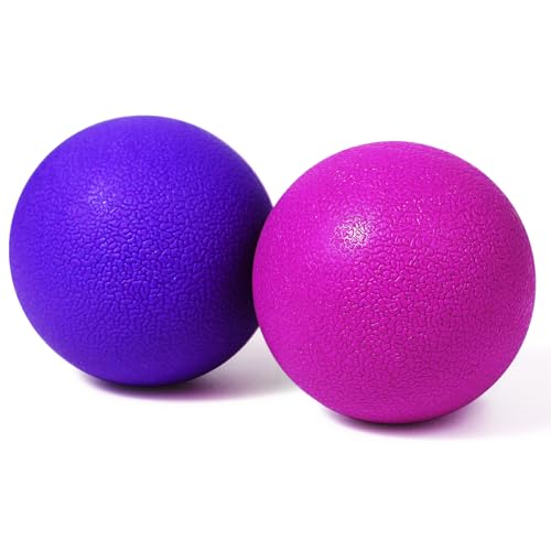 2-Pack Firm Lacrosse Massage Balls(Rose red&Purple) | For Deep Tissue, Trigger Point & Myofascial Release Therapy, Relieve Muscle Knots - color: Rose Red&purple