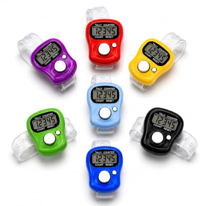 KTRIO Electronic Finger Counter, 5-Digit LCD Number Clicker | 5-Digit LCD Display, One-Hand Operation, Adjustable Finger Ring, Lightweight ABS Build,Multi-Use Counter - color: 7 Colors