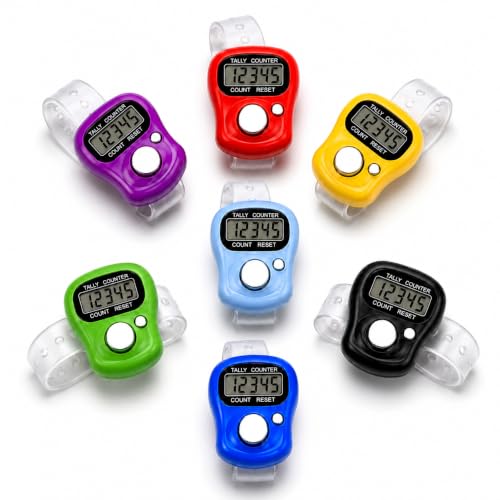 KTRIO Electronic Finger Counter, 5-Digit LCD Number Clicker | 5-Digit LCD Display, One-Hand Operation, Adjustable Finger Ring, Lightweight ABS Build,Multi-Use Counter - color: 7 Colors