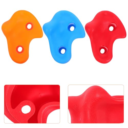 TOYANDONA 6pcs Climbing Holds Set for Indoor and Outdoor Playgrounds, Thickened Rock Wall Grips in Blue, Red, and Orange with Installation Screws, Climbing for Home Workout and Play Set