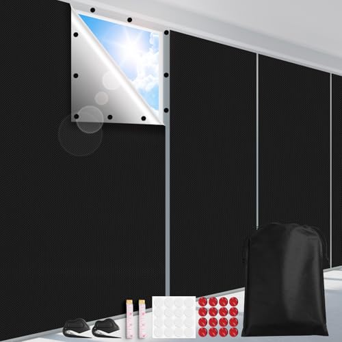 FADOTY 100% Blackout Curtains 2 Pack, 57"x 40" Black Out Window Cover | Blackout Window Film Shades Blinds, Cuttable, No Drill, Sun Heat Light Blocker for Bedroom, Nursery, Media Room, RV, Black - color: Black, size: 57"W x 40"H (Pack of 2)
