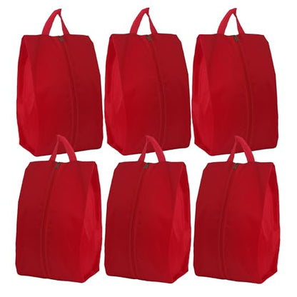 6pcs Portable Shoe Organizer, Travel Pouches with Zipper, Golf Shoe Bags, Clothes Bags, Soccer Cleats Bag Shoe Pouch for Gym, Waterproof, Odor-Resistant (Red) | Golf Shoe Bags, Clothes Bags, Soccer Cleats Bag Shoe Pouch for Gym, Waterproof, Odor-Resistant