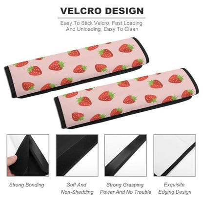 2 Piece Pink Cartoon Strawberry Car Seat Straps Shoulder Pads Universal Fit Automotive Seat Belt Protector for Kids, Car Seats Pushchair Strollers High Chair Pushchair - color: Pattern 831