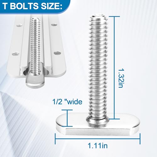 T Bolts for Kayak Track/Rail Mount, Kayak Track Accessories Screws 1.5 Inch Long, Nuts 1/2 Inch Wide, Kayak Hardware T-Slot Bolts 6 Pack - size: 1.5 Inch
