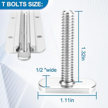 T Bolts for Kayak Track/Rail Mount, Kayak Track Accessories Screws 1.5 Inch Long, Nuts 1/2 Inch Wide, Kayak Hardware T-Slot Bolts 6 Pack - size: 1.5 Inch