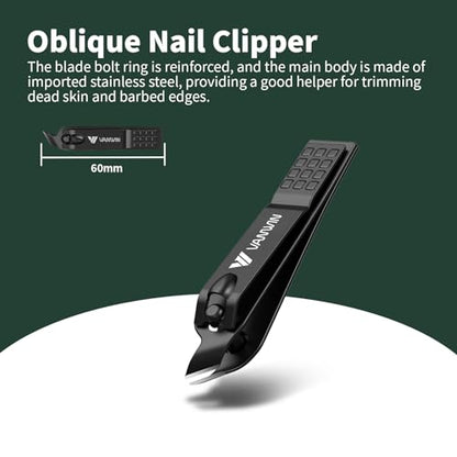 German Nail Clippers for Men, VANWIN Nail Clipper Set (4-Pack) Ultra Sharp Matte Stainless Steel Fingernail & Toenail Clippers with Glass Nail File, Nail Cutter Stocking Stuffers for Men Women Black