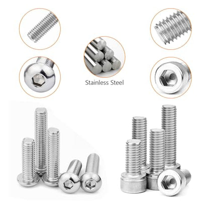 842 Pcs Metric Screws Assortment Kit, M2.5 Screw Kit, Small Assorted Nuts and Bolts Assortment Kits, Stainless Steel Hex Socket Button Head Screw & Hex Socket Head Screw Set with Washers + Wrenches - size: M2.5-842Pcs