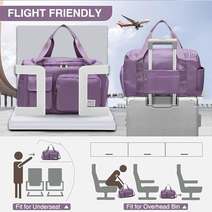 Small Gym Bag for Women, Travel Duffle Bag Carry On Weekender Bag with Shoe Compartment - color: 08#Purple, style: Gym Bag&toiletry Bag
