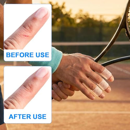 PAGOW 12pcs Finger Covers for Skin Picking, Stop Nail Biting Finger Guard | Reusable Breathable Silicone Anti Skin Picking Finger Gloves for Nail Biting Prevention, Cuticle Protection, Cracked - Clear - size: style1,clear,12pcs