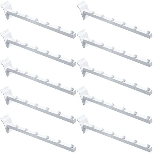 Tatuo 10 Pack 15.75 Inch 6 Ball Waterfall Slatwall Hooks Accessories Hanging Board Metal Heavy Duty Slatwall Slat Wall Hooks Pegs Panel for Clothing Retail Garage Shop Display(White) - color: White