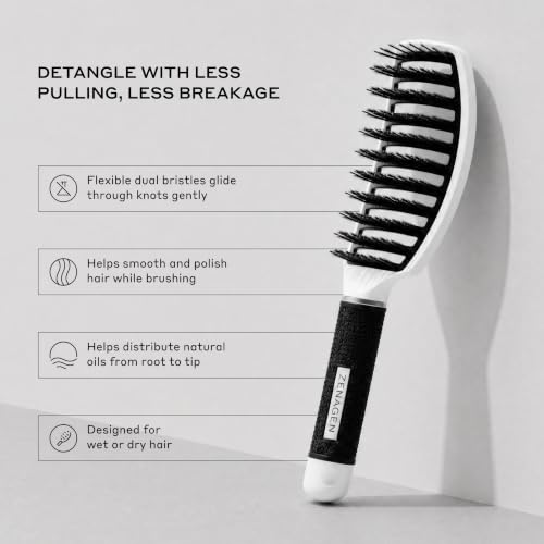 Zenagen Zen Brush | Detangles, Reduces Hair Breakage - color: White