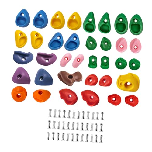 36-Piece Rock Climbing Holds Set, Multi-Size with Mounting Screws, Indoor Outdoor Kids Play Wall Climbing Kit