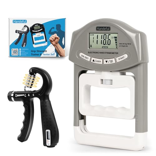 Handeful Grip Strength Tester Trainer - Dynamometer Handgrip Measurer Meter, Handheld Strengthener Exerciser for Sports, School, and Home Use