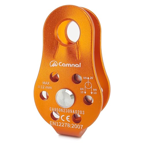 26KN Climbing Fixed Plate Micro Pulley, General Purpose Small Single Sheave Hauling Pulley for Rock Climbing, Rappelling, Zipline Sports Etc (Orange, Pack of 1) - color: Orange(Pack of 1)