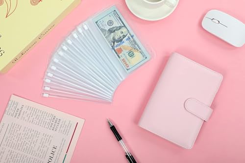 SKYDUE Budget Binder, Money Saving Binder with Zipper Envelopes, Cash Envelopes and Expense Budget Sheets for Budgeting - color: Pink