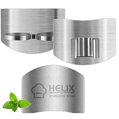 3Pcs Finger Guard for Cutting, 2 Styles, One & Double finger Kitchen Tool, Stainless Steel Knife Cutting Protector Cutting aid, Adjustable Hand Guard Protect Fingers, Avoid Knife Hurting - color: Silver 3