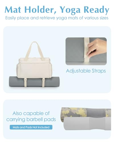 Small Gym Bag, Mini Gym Bag with Yoga Mat Holder & Wet Compartment, Beige | Yoga Mat Bag, Water Bottle Pocket, Detachable and Adjustable Shoulder Strap, Mini Duffle Bag for Workout Travel Dance - color: Beige